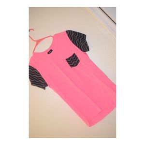 Pink and Black Chevron Pocket Shirt